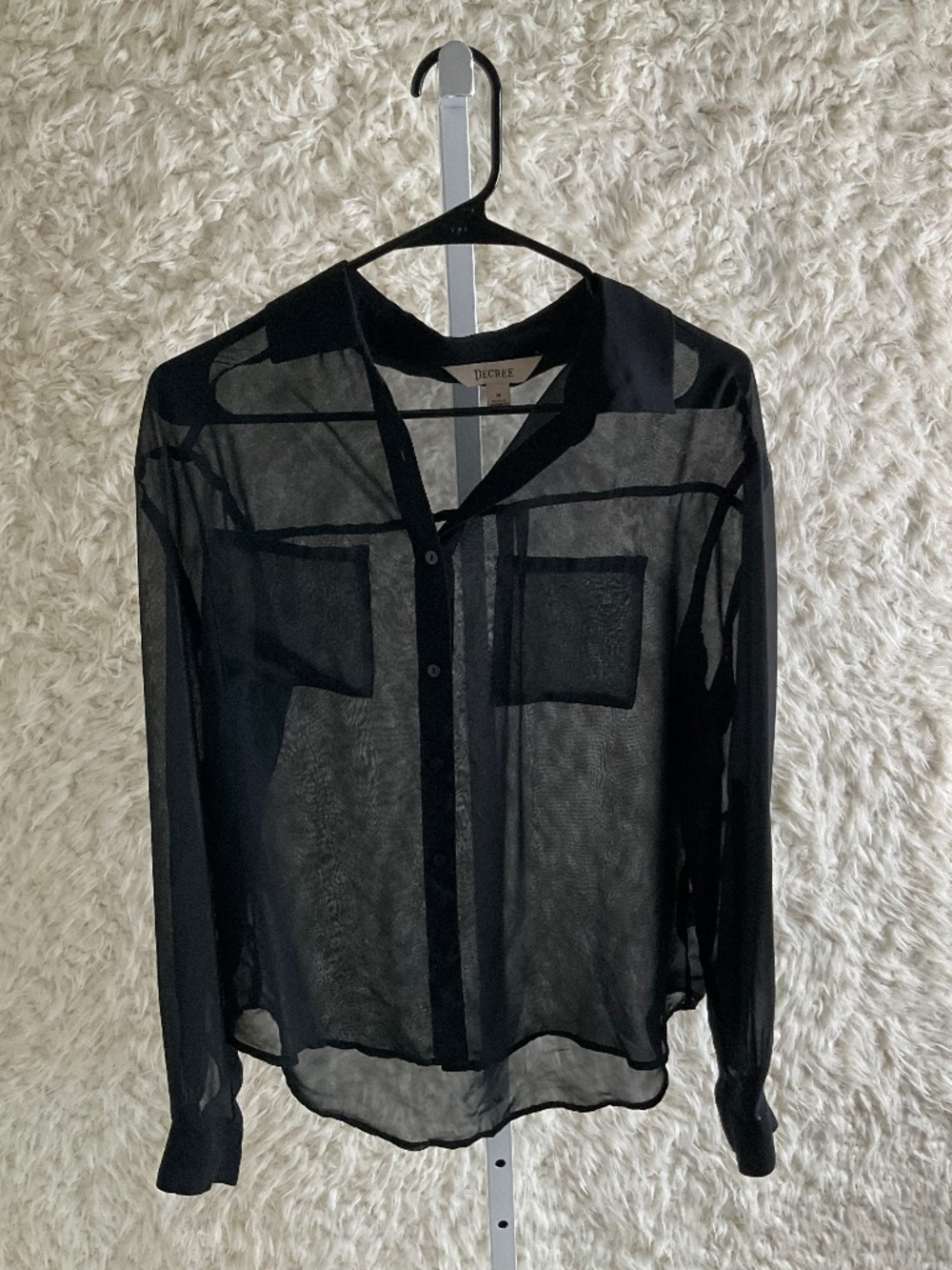 DECREE WOMEN'S BLACK LONG-SLEEVE COLLARED BUTTON UP SHIRT~SIZE MEDIUM